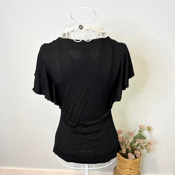 vintage y2k black sequin pearl beaded fitted babydoll plunging v neck - Picture 4 of 6